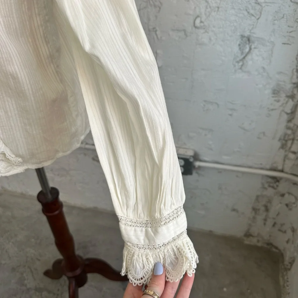 Sézane Chemise Marianella Scalloped White Victorian Blouse SIZE 4 - Picture 6 of 13